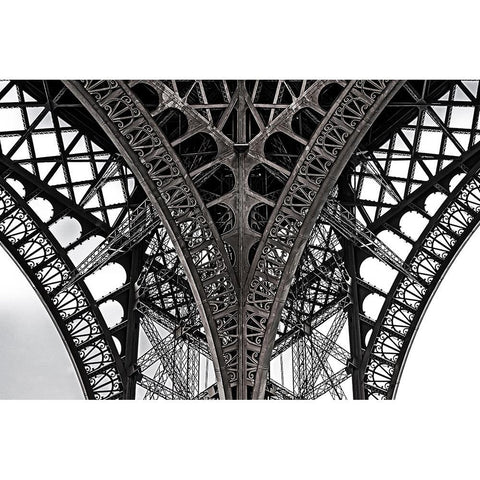 Paris Eiffel II Black Modern Wood Framed Art Print with Double Matting by Philippe, Laruelle
