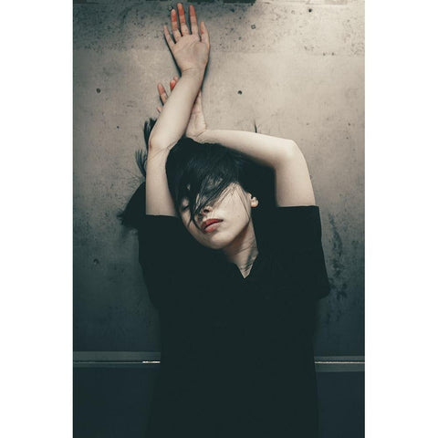 Confusion Black Modern Wood Framed Art Print with Double Matting by Sangan, Kurosaki