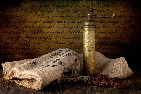 Still Life With Mocha Grinder White Modern Wood Framed Art Print with Double Matting by Richter, Regine