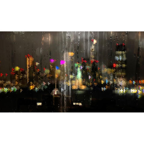 Wet Glass Manhattan view Black Modern Wood Framed Art Print by Shpek, Andrey