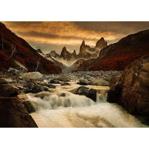 Dusk Patagonia Black Modern Wood Framed Art Print with Double Matting by Chen, Ming