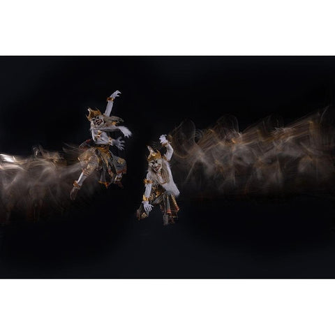 Hanoman - MonkeyS God Gold Ornate Wood Framed Art Print with Double Matting by Suhardjo, Lisdiyanto