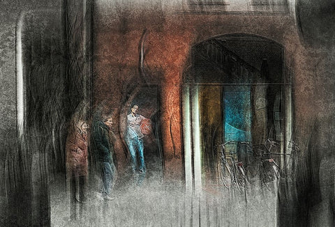 The Watcher White Modern Wood Framed Art Print with Double Matting by Van Der, Jan