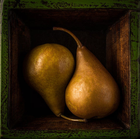 A pair of pears Black Ornate Wood Framed Art Print with Double Matting by Li Wp, Allan