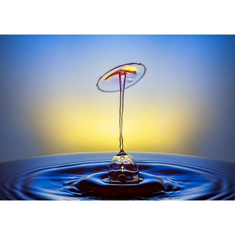 Drops Dance White Modern Wood Framed Art Print by Sayadi, Yousef