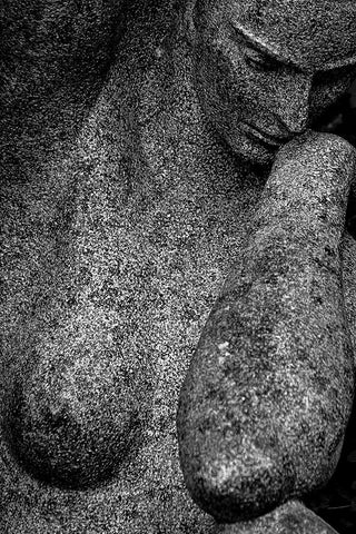 Woman. Black Ornate Wood Framed Art Print with Double Matting by Silva, Miguel