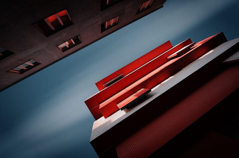 Red Black Ornate Wood Framed Art Print with Double Matting by Ajkabajka