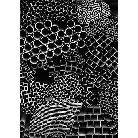 Shape Black Modern Wood Framed Art Print with Double Matting by Dong Hee, Han