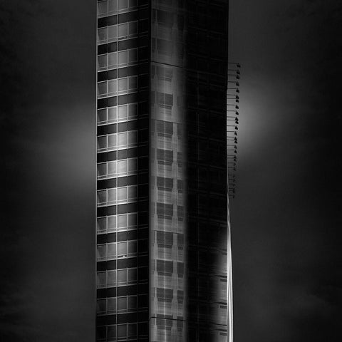 Building Black Modern Wood Framed Art Print with Double Matting by Di Sebastiano, Pietrino