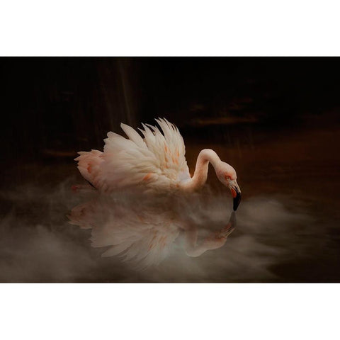 Flamingos Paradise Gold Ornate Wood Framed Art Print with Double Matting by Wisniowska, Krystina