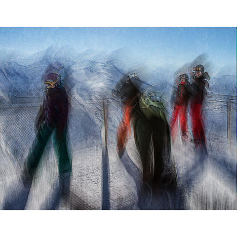 Downhill Break Black Modern Wood Framed Art Print with Double Matting by Van Der, Jan