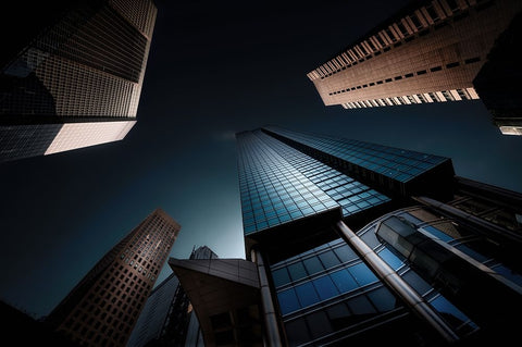 Shiodome-1 Black Ornate Wood Framed Art Print with Double Matting by Suzuki, Daiki