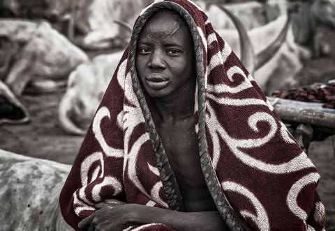 Mundari tribe child. Black Ornate Wood Framed Art Print with Double Matting by Inazio Kuesta, Joxe