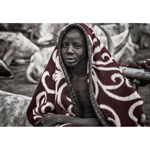 Mundari tribe child. White Modern Wood Framed Art Print by Inazio Kuesta, Joxe