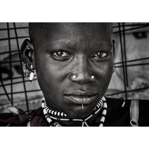 Larim Tribe Woman - South Sudan Gold Ornate Wood Framed Art Print with Double Matting by Inazio Kuesta, Joxe