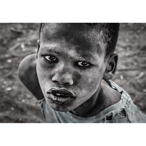 Mundari Child. Black Modern Wood Framed Art Print with Double Matting by Inazio Kuesta, Joxe