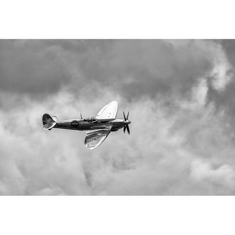 The Silver Spitfire. Black Modern Wood Framed Art Print with Double Matting by Londal, Leif