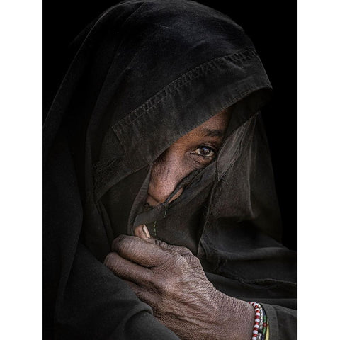 Mbororo Tribe Elder Gold Ornate Wood Framed Art Print with Double Matting by Molina, Elena