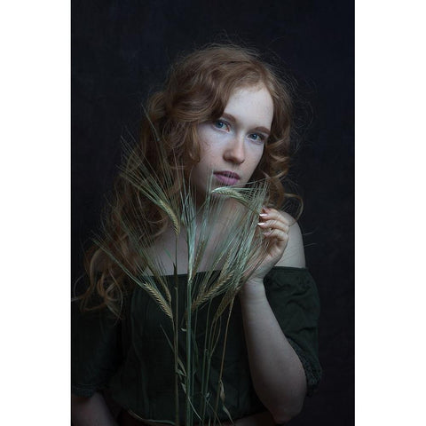 A Little Bit Of Green Black Modern Wood Framed Art Print by Franke, Ruth