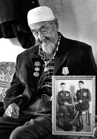 Veteran - 0209 White Modern Wood Framed Art Print with Double Matting by Garik