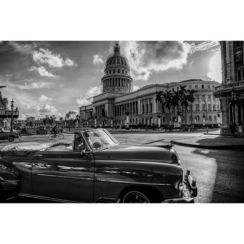 El Capitolio Black Modern Wood Framed Art Print with Double Matting by Morishige, Koji