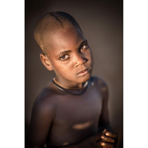 Young Himba Girl White Modern Wood Framed Art Print by Cole, Trevor