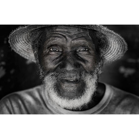 happy man in Cuba. Gold Ornate Wood Framed Art Print with Double Matting by Raskin, Moris