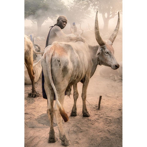 Mundari Massage Black Modern Wood Framed Art Print with Double Matting by Cole, Trevor