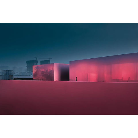 Lost City Black Modern Wood Framed Art Print by Guan, Xiaopeng