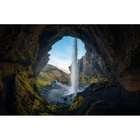 Kvernufoss I Gold Ornate Wood Framed Art Print with Double Matting by Lopez, Bartolome