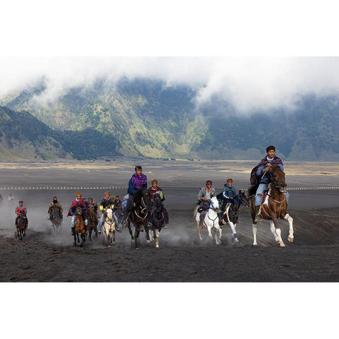 Horse Rider White Modern Wood Framed Art Print by Suhardjo, Lisdiyanto