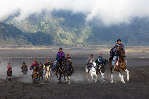 Horse Rider Black Ornate Wood Framed Art Print with Double Matting by Suhardjo, Lisdiyanto