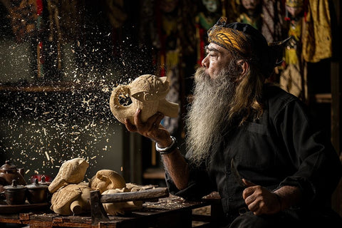 Blowing The Dusk Black Ornate Wood Framed Art Print with Double Matting by Setiadi, Ajar