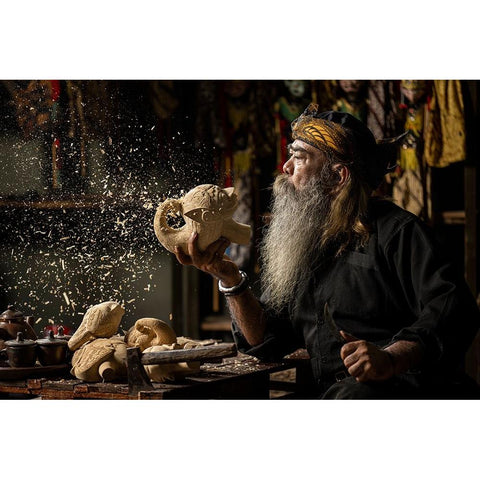 Blowing The Dusk Gold Ornate Wood Framed Art Print with Double Matting by Setiadi, Ajar