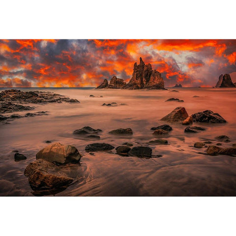 Canary Sunset Black Modern Wood Framed Art Print with Double Matting by Popan, Adrian