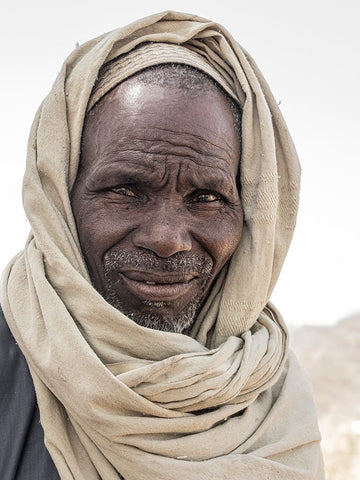 Elder At Niergui Refugee Camp-Tchad Black Ornate Wood Framed Art Print with Double Matting by Molina, Elena