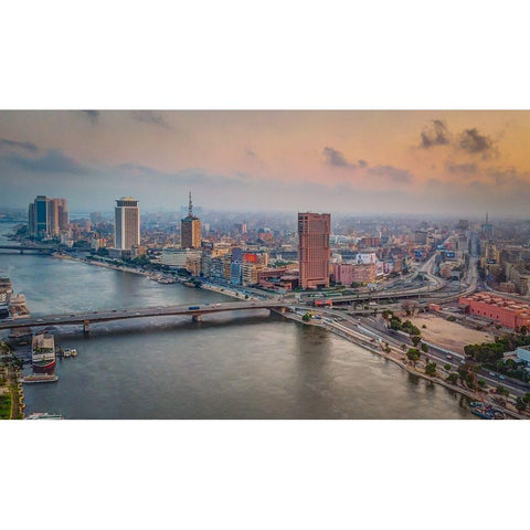 Downtown Egypt Cairo Gold Ornate Wood Framed Art Print with Double Matting by Al-Hefnawy, Haytham