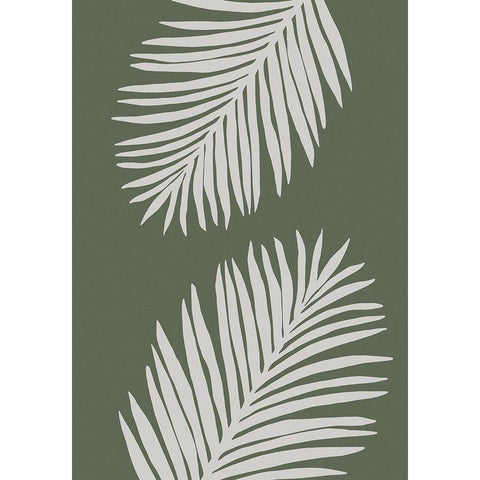 PALM LEAF 06 GREEN WHITE Black Modern Wood Framed Art Print with Double Matting by 1x Studio