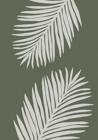 PALM LEAF 06 GREEN WHITE Black Ornate Wood Framed Art Print with Double Matting by 1x Studio