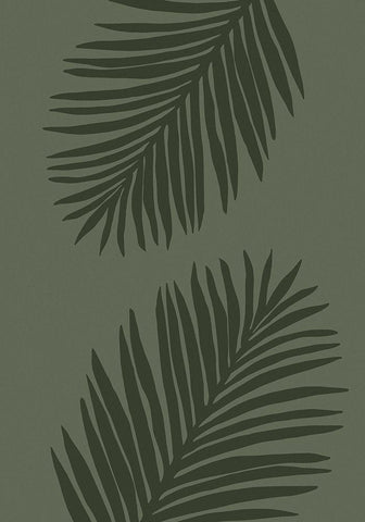 PALM LEAF 05 ALL GREEN Black Ornate Wood Framed Art Print with Double Matting by 1x Studio