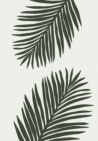 PALM LEAF 04 GREEN Black Ornate Wood Framed Art Print with Double Matting by 1x Studio