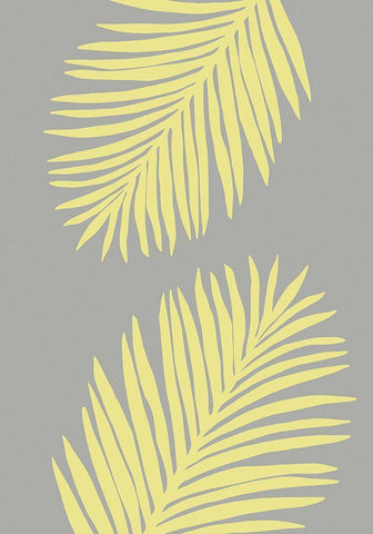 PALM LEAF 01 YELLOW White Modern Wood Framed Art Print with Double Matting by 1x Studio