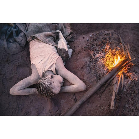 Dreaming Of His Cows White Modern Wood Framed Art Print by Cole, Trevor