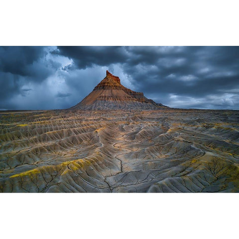 Factory Butte Before A Thunderstorm Black Modern Wood Framed Art Print by Zheng, Michael