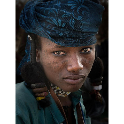 Fulani Boy At Niergui Refugee Camp-Tchad Gold Ornate Wood Framed Art Print with Double Matting by Molina, Elena