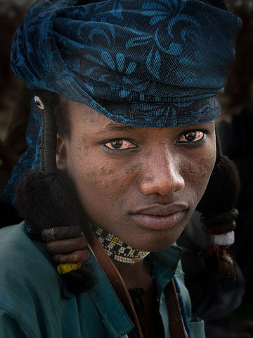 Fulani Boy At Niergui Refugee Camp-Tchad White Modern Wood Framed Art Print with Double Matting by Molina, Elena