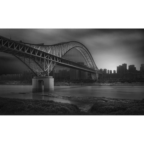 Chaotianmen Bridge Gold Ornate Wood Framed Art Print with Double Matting by Wang, Alvin