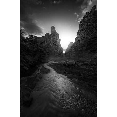 Onion Creek Black Modern Wood Framed Art Print by P., Ruiqing