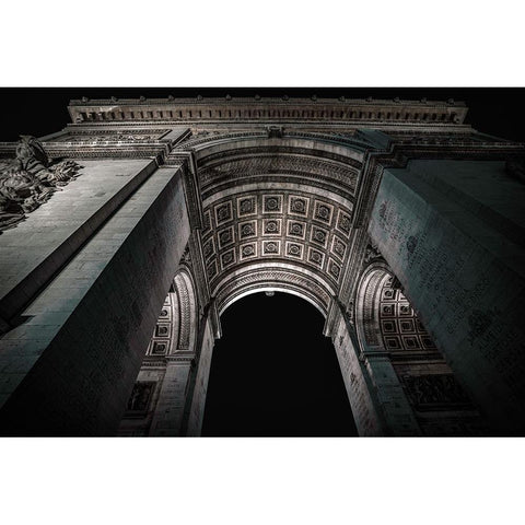 Arc De Triomphe Black Modern Wood Framed Art Print with Double Matting by Amir