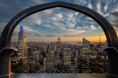 Top of the Rock Black Ornate Wood Framed Art Print with Double Matting by Seleznyov, Alexander